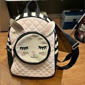 LUV Betsey Backpack By Betsey Johnson Kitty Cat Pink Black , Gently Used.